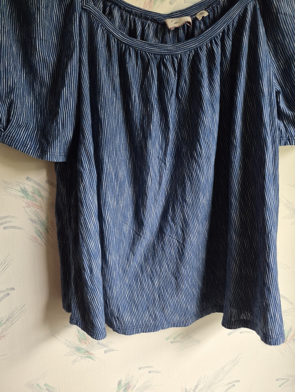 Anthropologie Postage Stamp Blue Striped Print Top Small - Picture 4 of 9